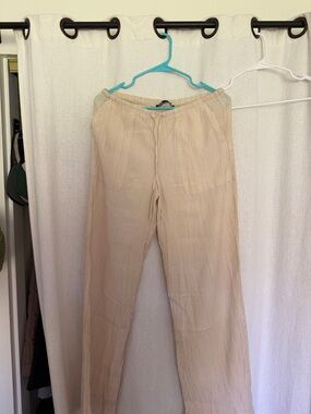 Zara women’s Cream Drawstring Lightweight Chinos
